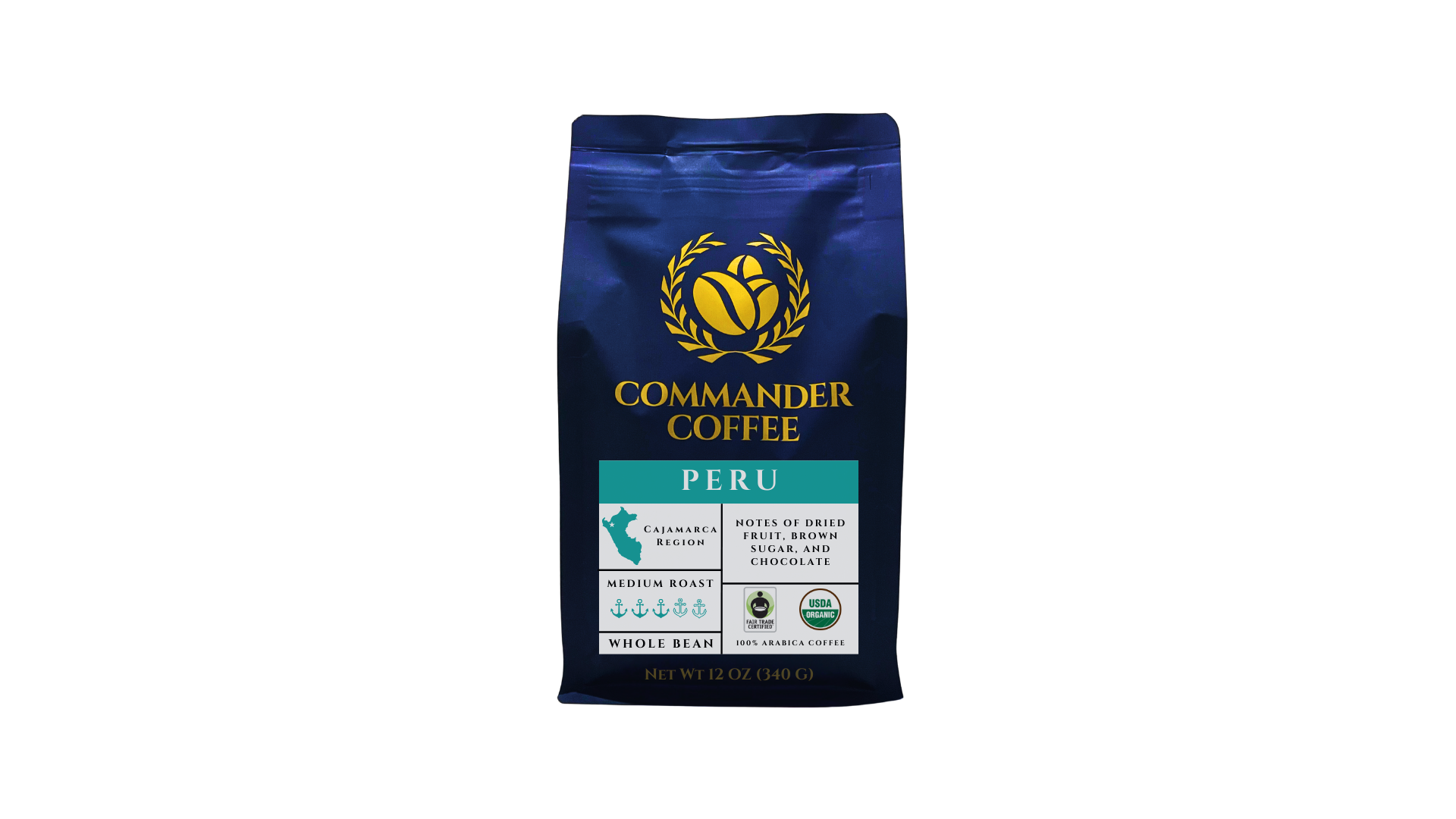 Commander Coffee Bag featuring Peru Coffee from Cajamarca Region.